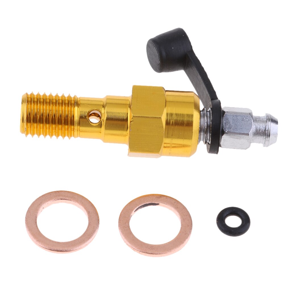 Universal M10 Single Banjo Bolt Thread Bleeder Nipple Washers 1.25mm Gold