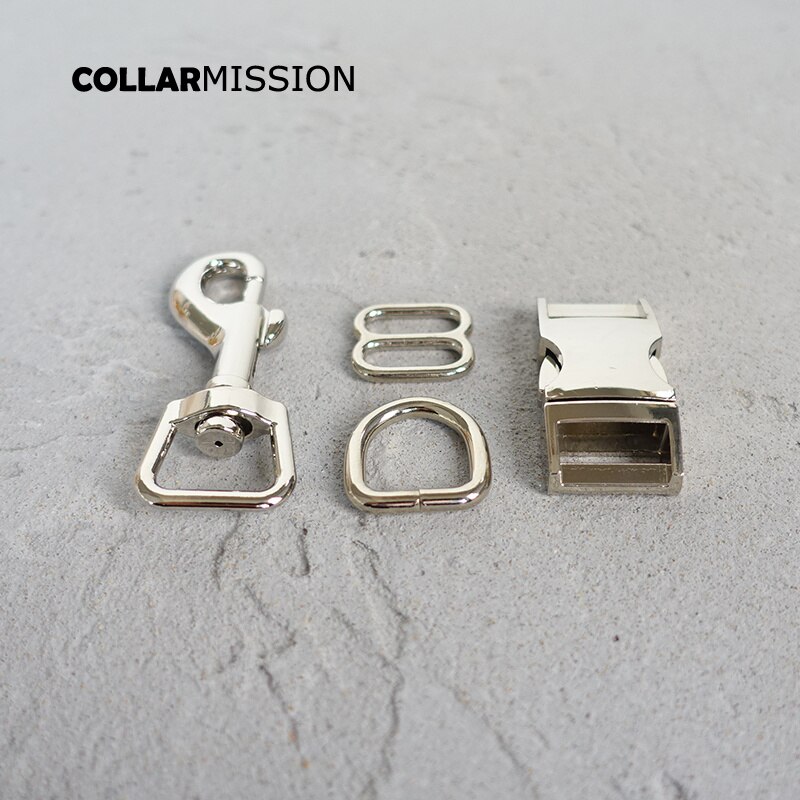 (metallspänne+justeringsspänne+d -ring+metallhundspänne/set) diy hundhalsband 15mm webbing sytillbehör pläterat spänne 4 slag