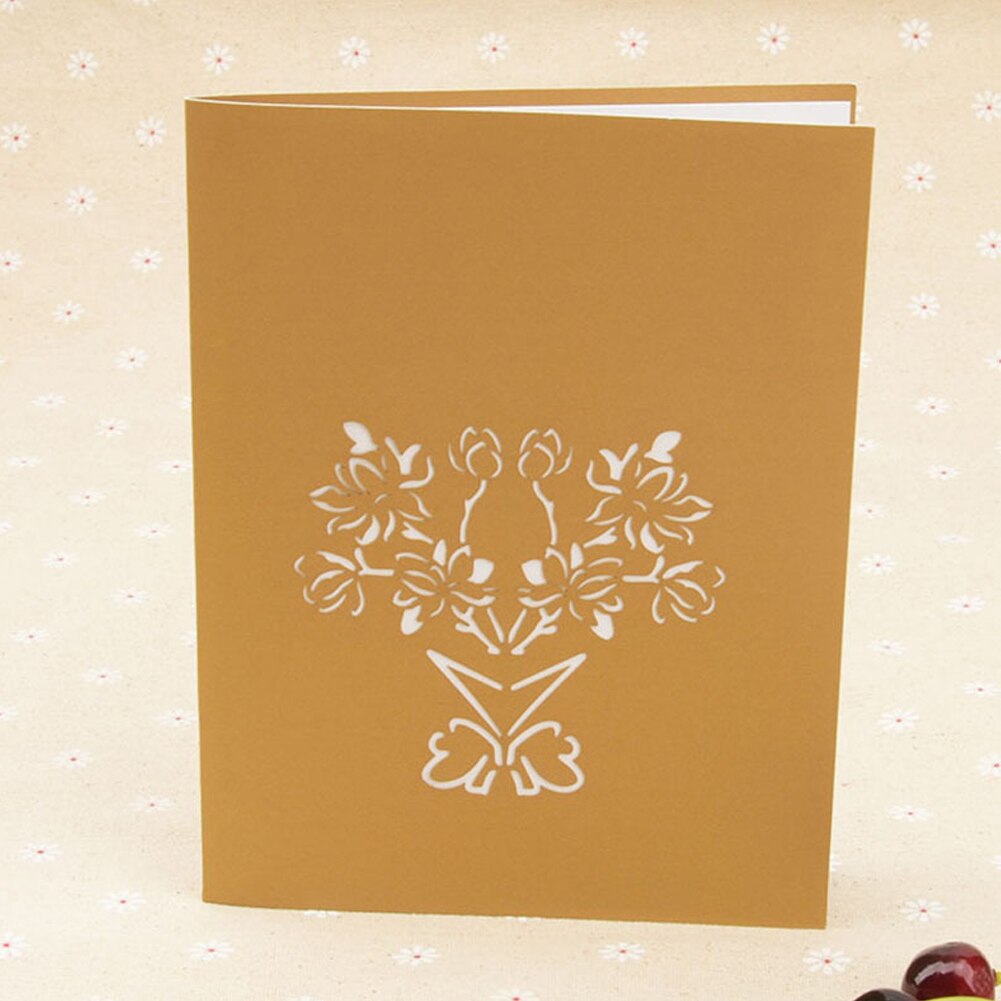 3D Pop-Up Flower Bouquet Greeting Card For Girl Kids Wife Husband Birthday Cake Greeting Card Card With Envelope Stickers