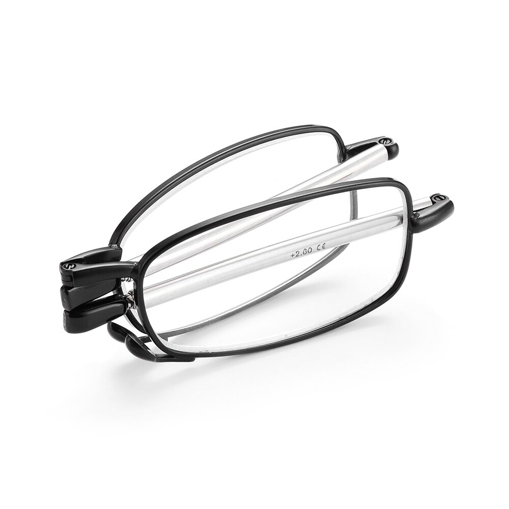 Men Women MINI Reading Glasses Folding Small Glasses Frame Black Metal Glasses Includes Original Case +1.0-4.0