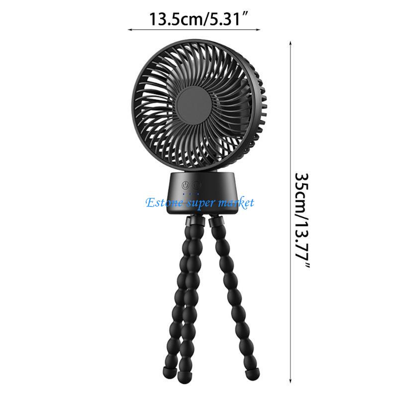 090B USB wiederaufladbarer Ventilator, tragbarer elektrischer Handventilator, Außenkühler, 3 Gänge verstellbar, mit Nachtlicht,