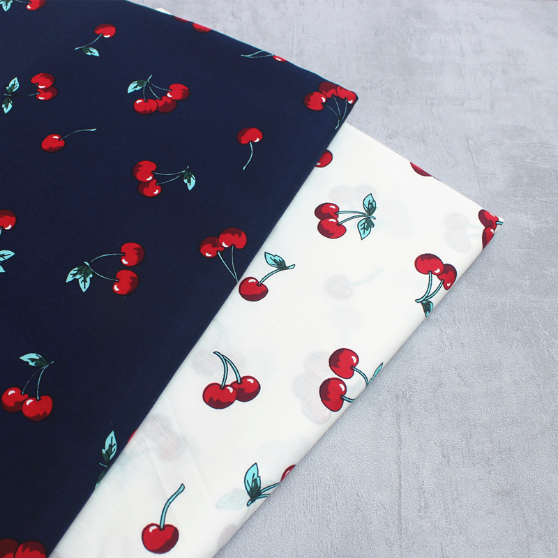 Tela estampada con cereza de 147x50cm, tela de algodón bricolaje, ropa para niños, tela de costura, decoración de Material de costura, tejido de algodón para hogar