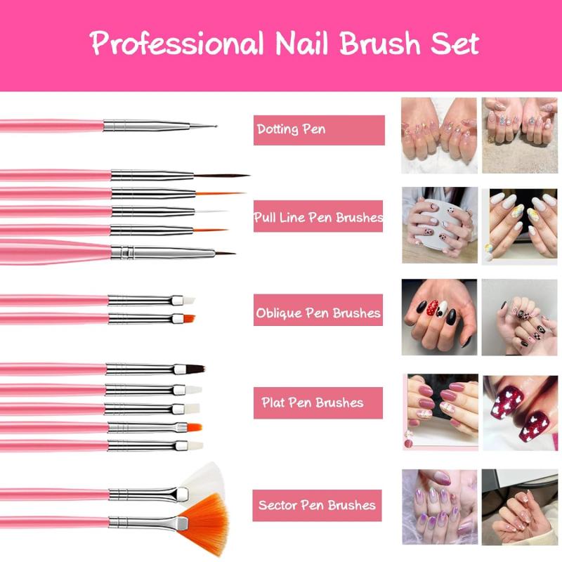 Juego de pinceles para uñas, suministros profesionales para uñas, Gel acrílico UV, dibujo, punteado, manicura, herramientas de artístico, accesorios de maquillaje