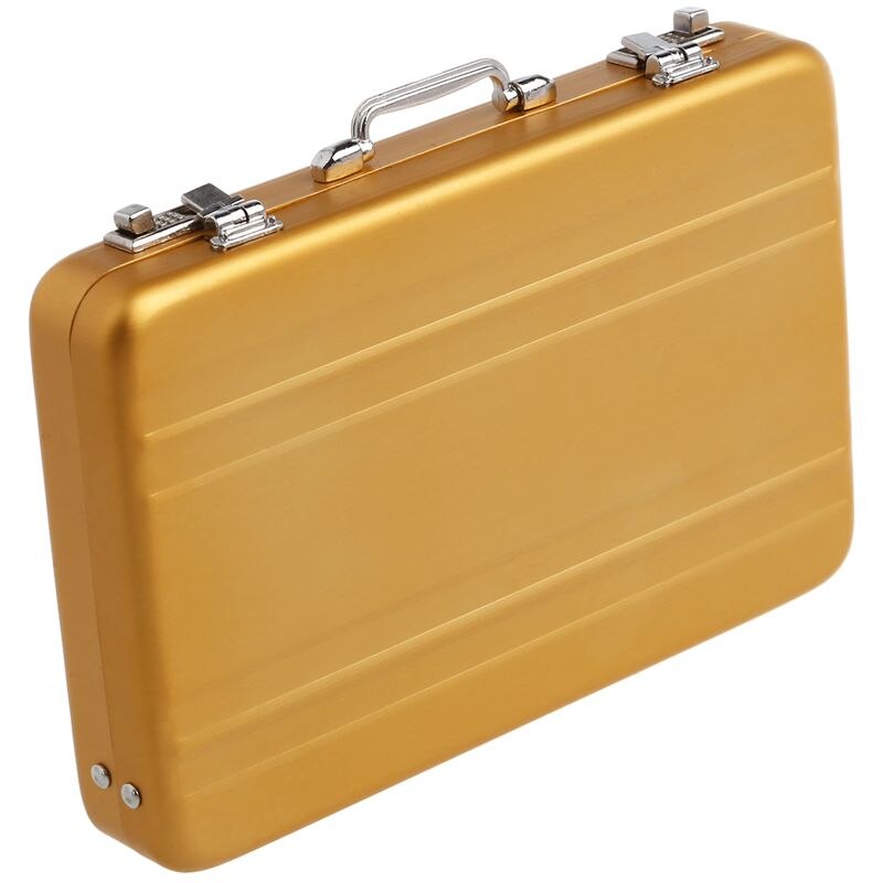 Aluminum password box Card Case Mini suitcase Password briefcase Gold