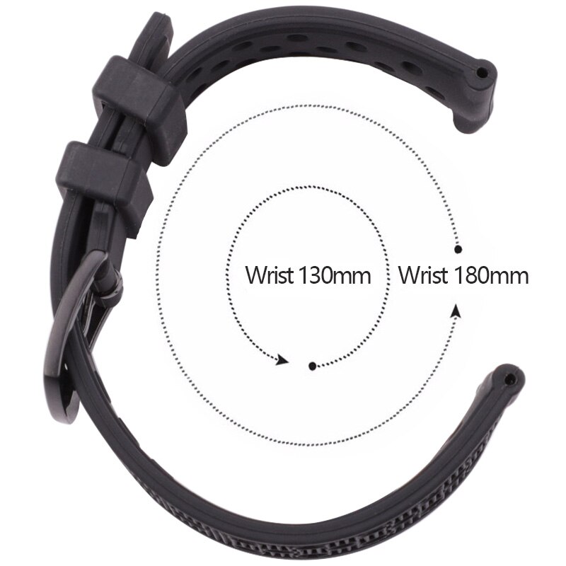 Pulseiras de silicone preto à prova dwaterproof água borracha macia 22mm pulseira relógio acessórios 316l aço fivela