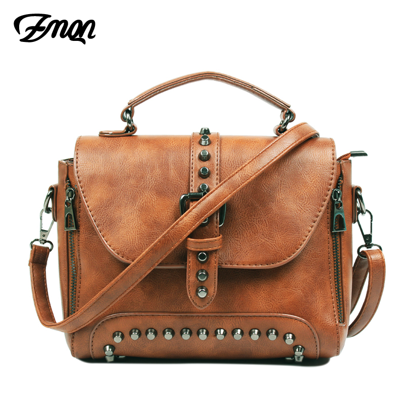 ZMQN Crossbody Bags For Women Shoulder Bags Female Vintage Leather Bags Women Handbags Famous Brand Rivet Small Ladies A522