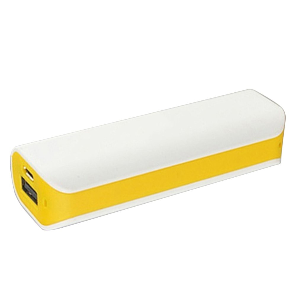 Powerbank-etui powerbank-boks usb-porte powerbank-skal pcb-oplader-etui gør-det-selv-sæt powered  by 2600 mah 18650 batteri gul
