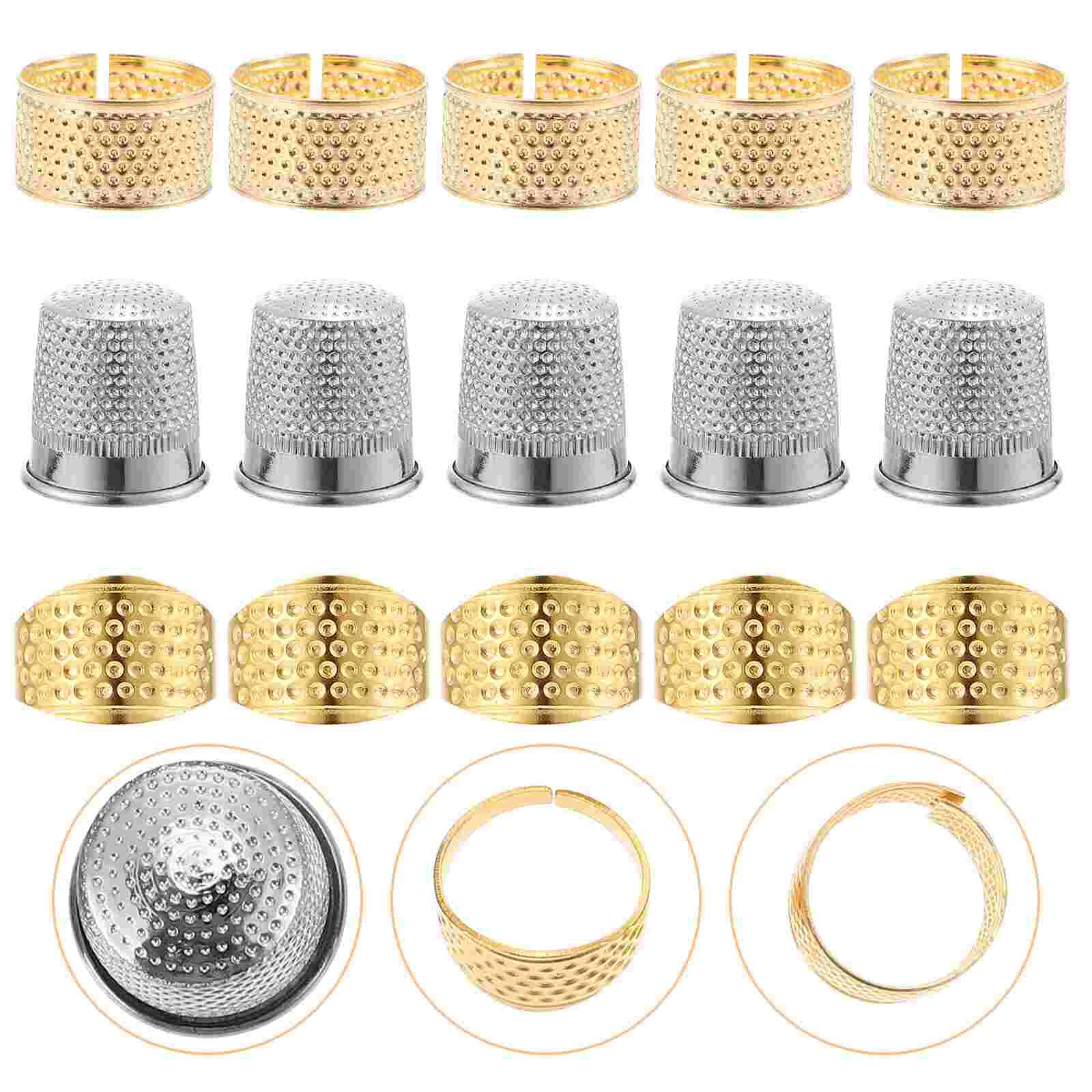15pcs Sewing Thimbles Durable Cross Stitch Thimbles Adjustable Metal Thimbles