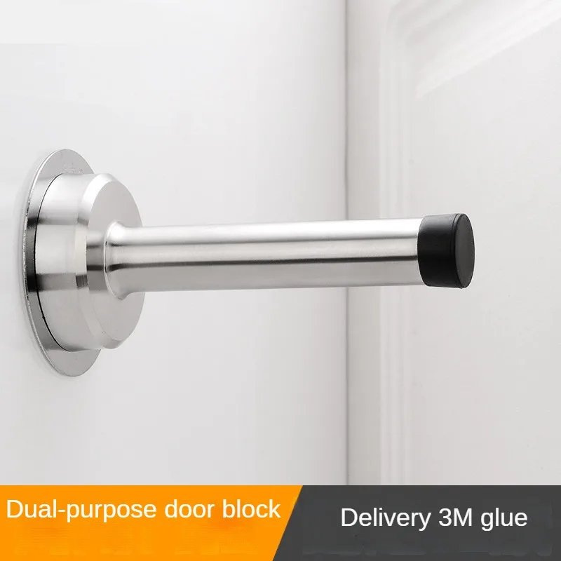 Rubber Wall Mounted Door Stopper Stainless Steel Door Stops Holder Catch Floor Fitting With Screws Bedroom Home Hardware