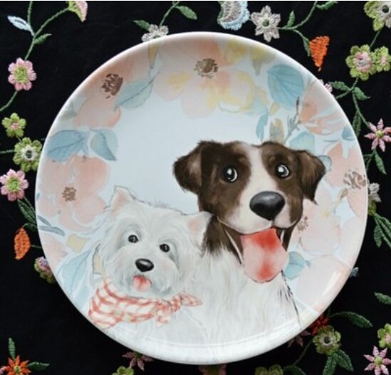 Middagstallerkener keramisk service fade og tallerkner sæt tegneserie frugt tallerken til morgenmad kage snacks dessert porcelæn: Hvid