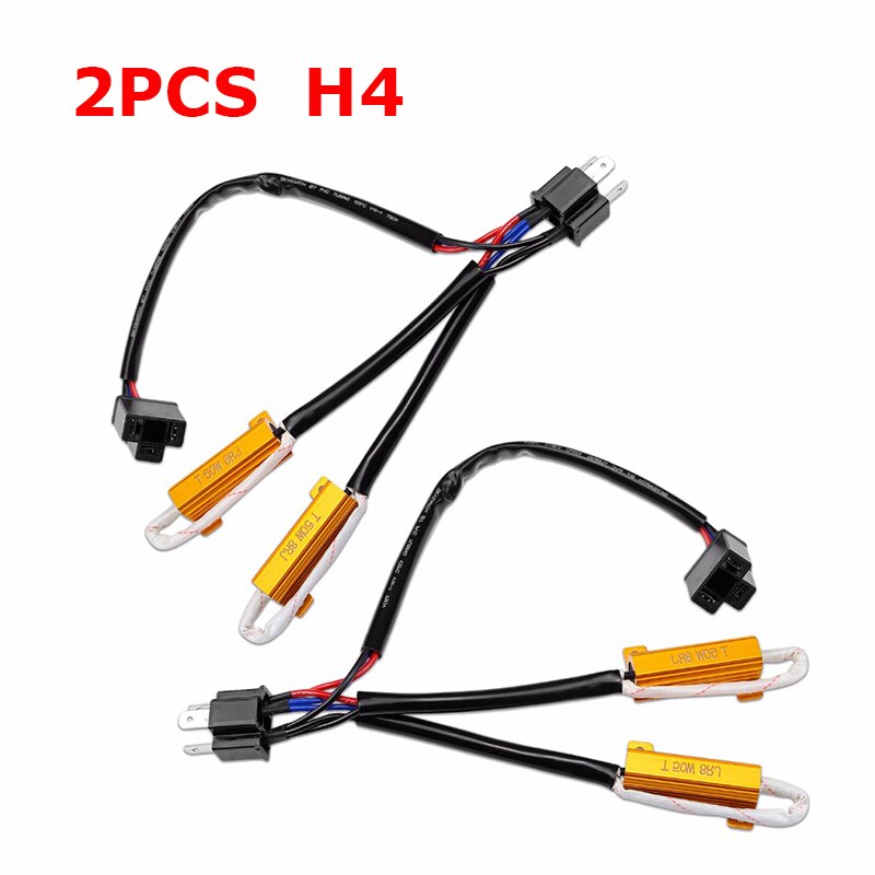 H4 50W 8Ohm Headlight Load Resistor Fog Lamps Decoder LED Canbus Connection Resistance Fog Lights Resistor: 2pcs Restior decoder