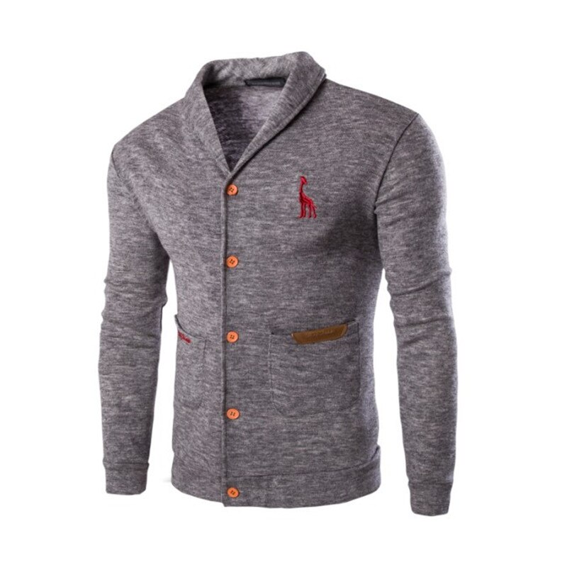 Herr ull mandarin krage kofta höst vinter varm tjock långärmad slim fit patchwork tröja stickad bomull casual kappa