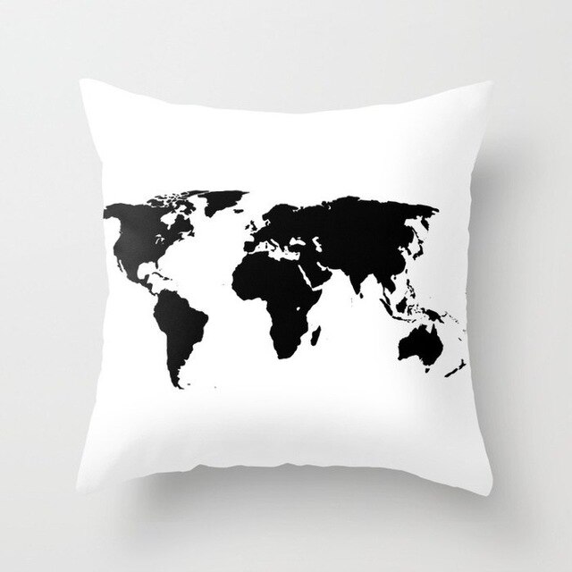 Maailmankartta tyynynpäällinen koristelu 45 x 45cm polyesterikoriste tyynynpäällinen vaaleanpunainen tyynynpäällinen kotikoulu makuuhuoneen sisustus.: H03