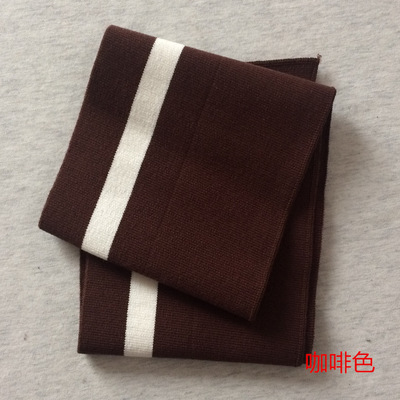Puños a rayas de algodón, 15x95CM, 670gsm, tejido de punto elástico a rayas para escote, chaqueta de invierno, accesorios de ropa: CoffeeWhite
