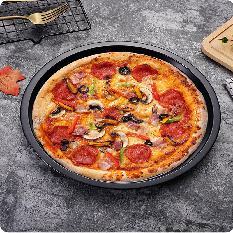 Plato circular de acero al carbono para pizza, bandeja antiadherente para hornear, molde para pasteles para el hogar, 6, 8, 9 y 10 pulgadas