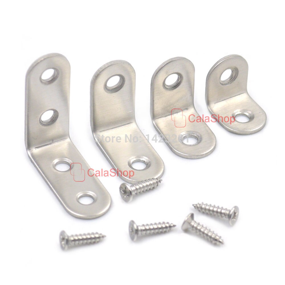 20 Pcs / Lot L-Shape Hinge Corners Fixed vertical Angle Bracket Stainless steel Furnitures Fitting Corner Connector