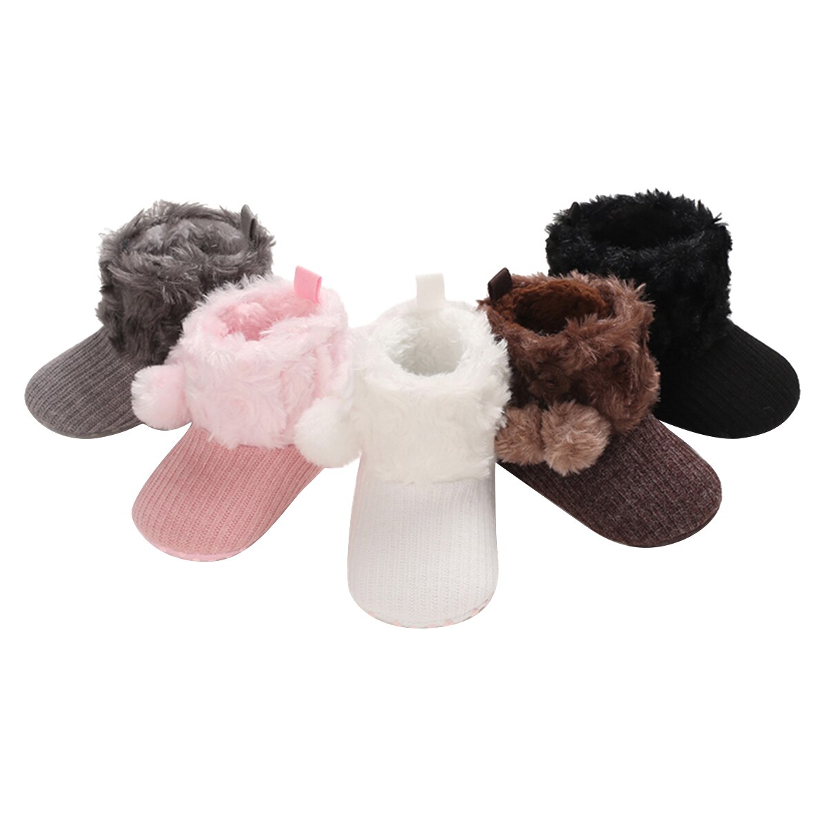 Caterpillar – bottes de neige antidérapantes pour bébé fille et garçon, bottines chaudes d'hiver en fausse fourrure douce, en tricot à fleurs, pour les premiers pas des nourrissons