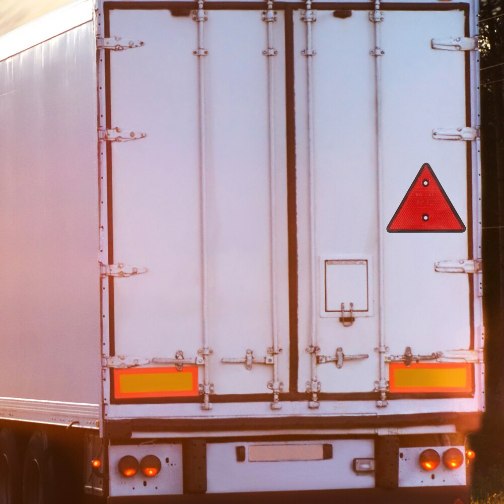 2 Pcs Triangle Warning Reflector Stop Warning Sign Reflective Safety Sign Board Truck Plate Red Rear Light Safety Reflective