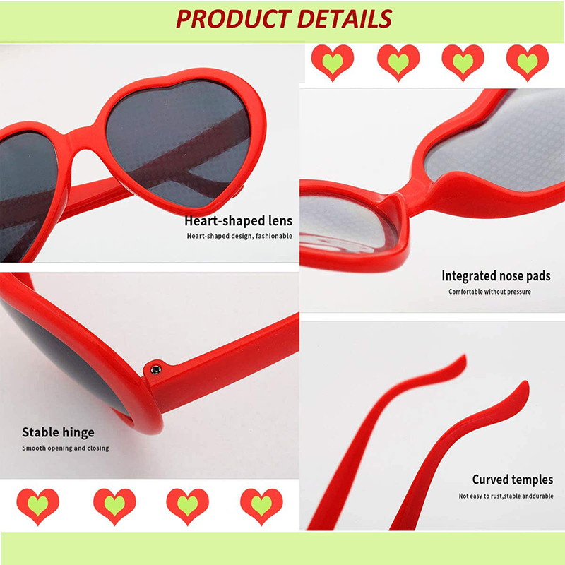 Women Heart Shaped Effects Glasses Watch The Lights Change To Heart Shape At Night Diffraction Glasses Female Sunglasses
