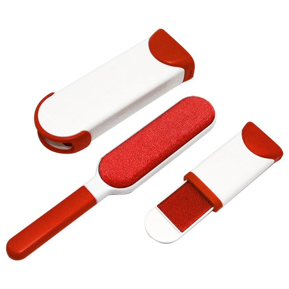 3pcs/set Magic Clean Brush Reusable Self-Cleaning Pet Hair Brush Set Double Lint Remover Fur Scrub Clothes Bag Dust Brusher: Red