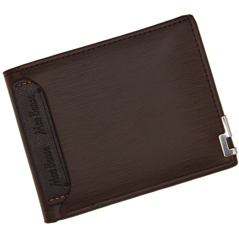 Men Wallet Leather Card Holder Card Purse Multifunction for Credit Cards Male Iron Edge Billetera Hombre: DarkCoffee