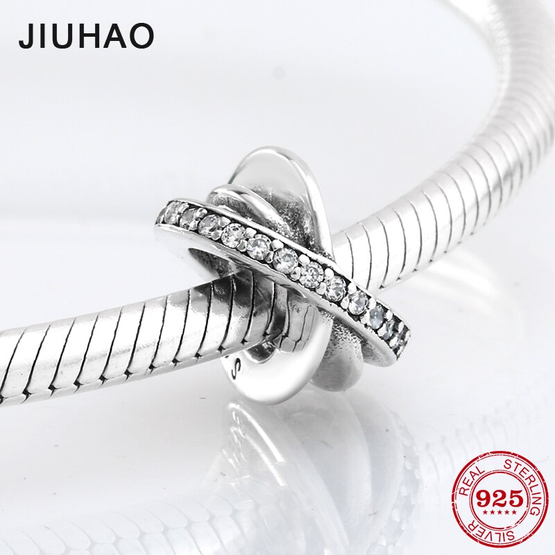Real Universe Galaxy spacer beads with clear zircon 925 Sterling Silver Fit Original JIUHAO Charm Bracelet Jewelry making