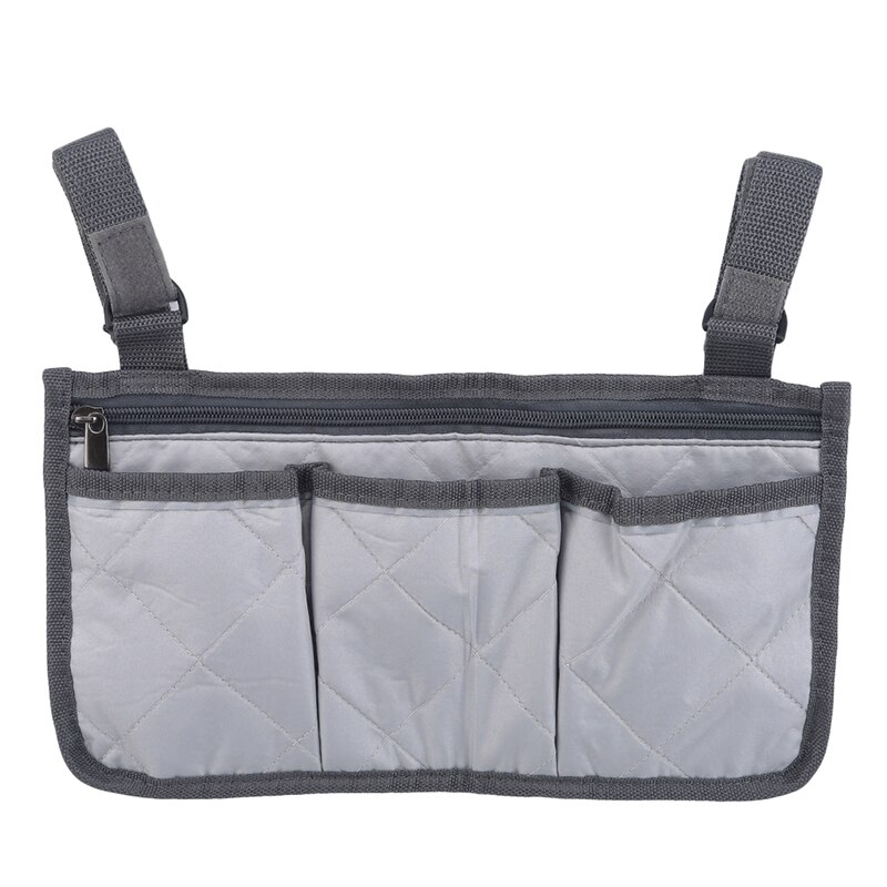 1pc Walker Electric Scooter Wheelchair Armrest Side Storage Bag Seat Armrest Storage Bag: gray