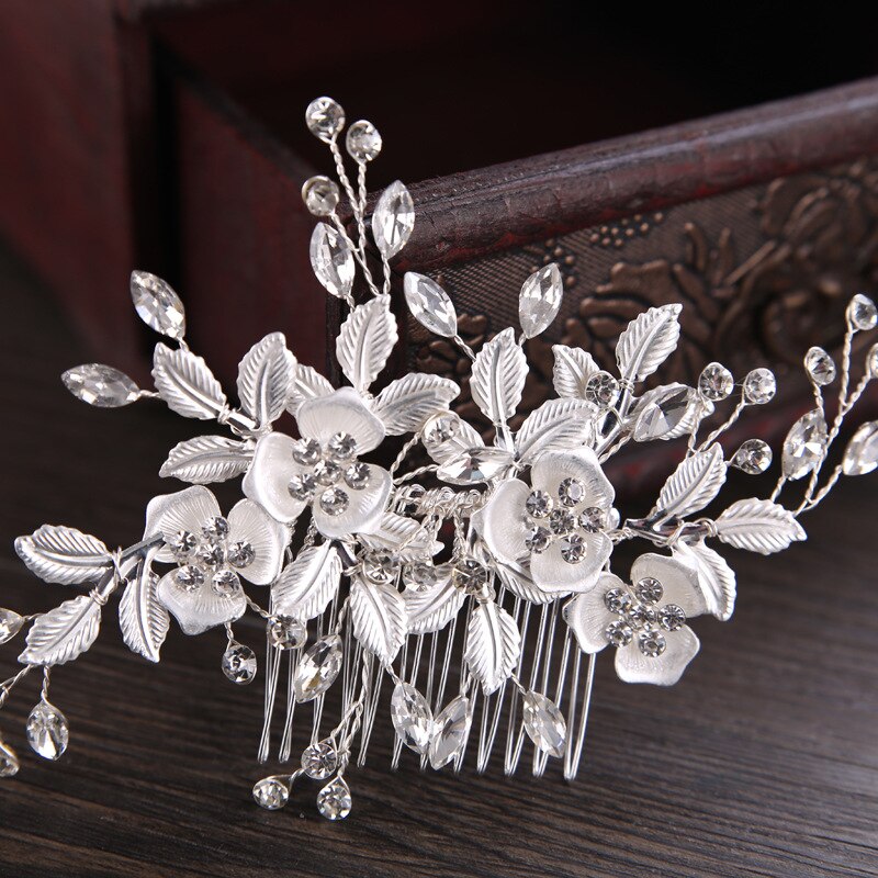 Horquillas para el pelo de cristal con flor de perla, peine lateral, tocado para de boda, dama de honor, novia, accesorios para el cabello: G