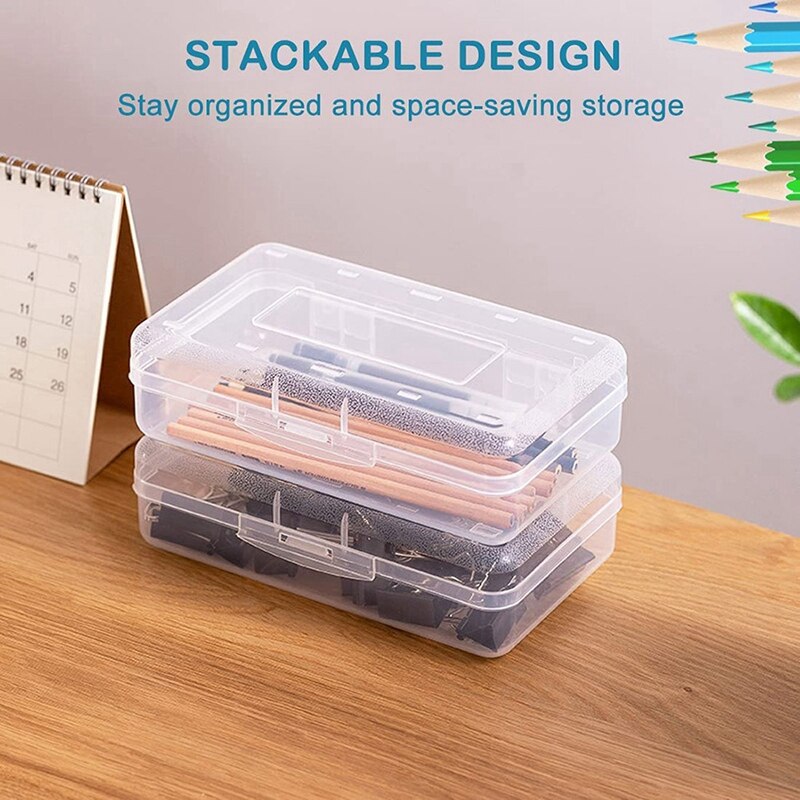 Plastic Translucent Pencil Box for Kids,Capacity Pencil Cases with Snap Tight Lid,Organizer for Pens Pencils