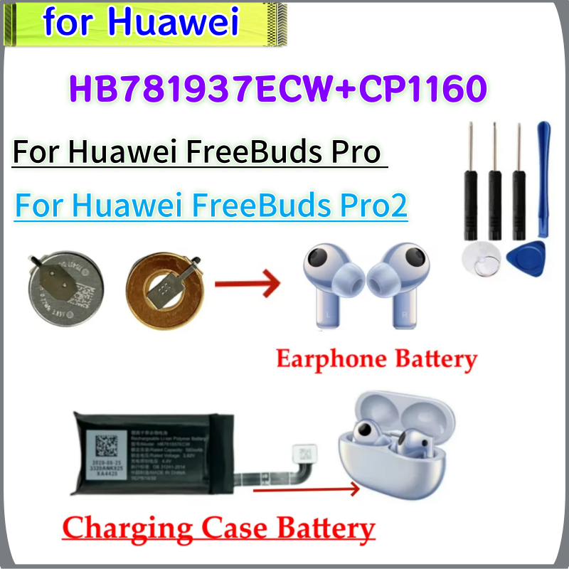 Bluetooth Earphone Battery CP1160 HB781937ECW Charging Case Battery For Huawei FreeBuds Pro / FreeBuds Pro 2 + Free Tools