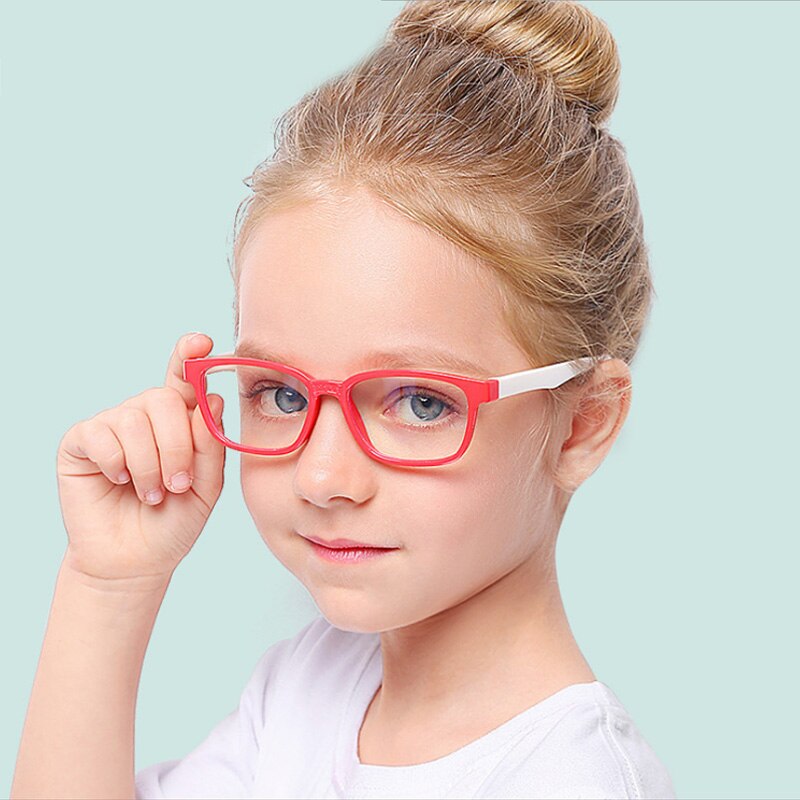 Blue Light Glasses Children Blocking Computer Eyeglasses Kids Girls Transparent TR90 Soft Silicone Frame UV400