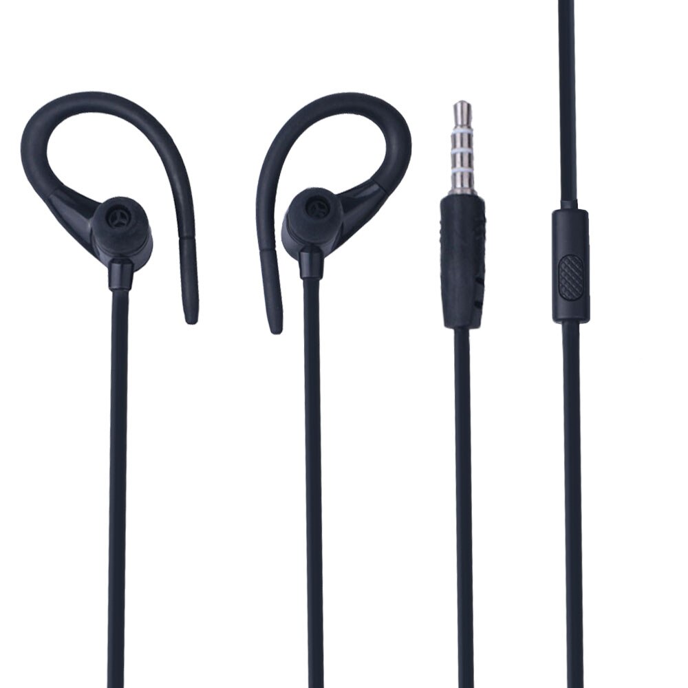 In-Ear Oorhaak Oortelefoon Stereo Bass Sound Hoofdtelefoon 3.5 Mm Headset Voor Running Sport Voor Xiaomi Samsung Iphone Computer: Black