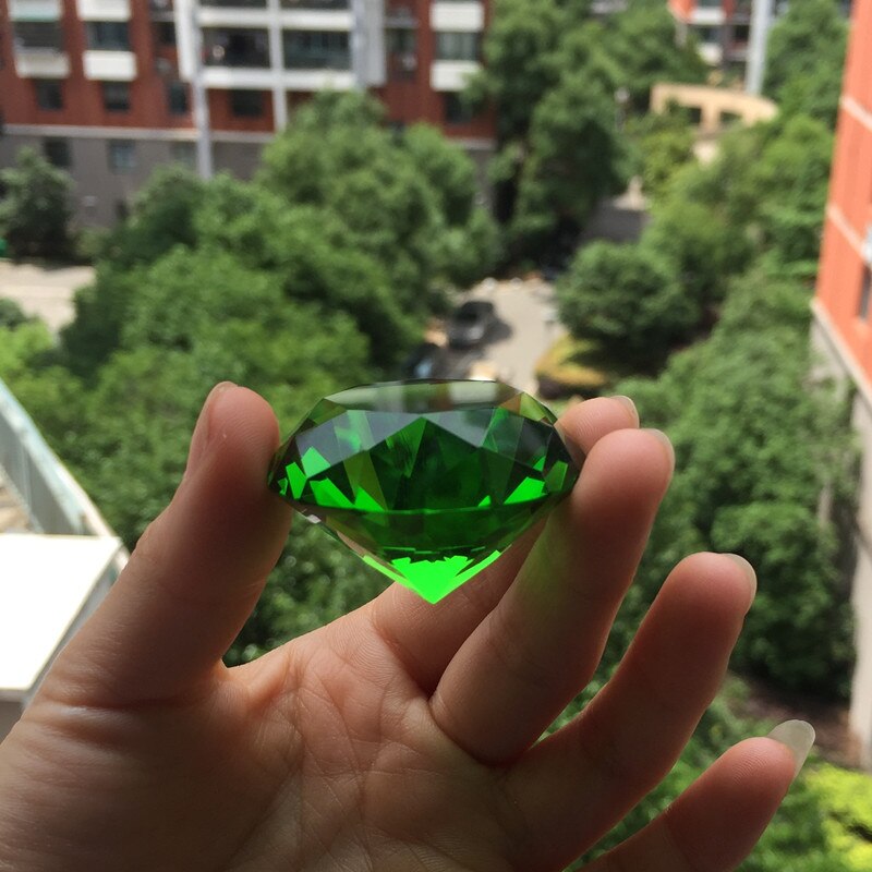 40mm 1pcs kleur Crystal Clear Diamond Cut Glazen Sieraden Kristal Presse-papier Bruiloft Decoratie Thuis Glas Diamant kind: green