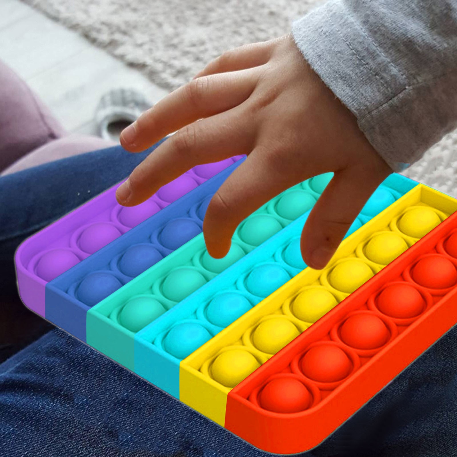 Kleurrijke Fidget Push Pops Bubble Zintuiglijke Squishy Stress Reliever Autisme Behoeften Anti-Stress Pop-Het Regenboog Volwassen Kinderen speelgoed