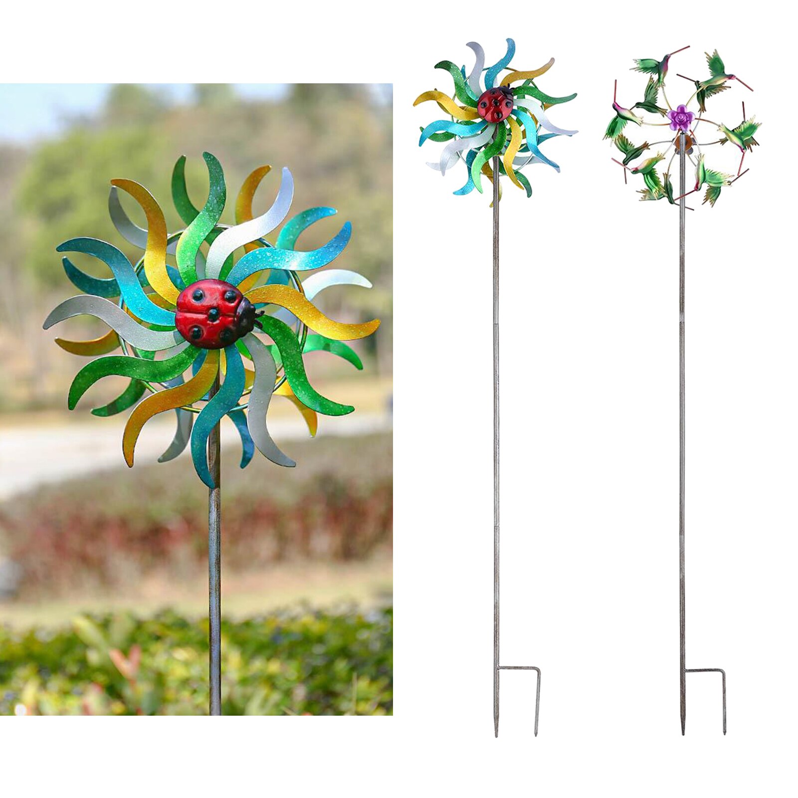 Durable Wind Spinner Windmill Outdoor Yard Vertical Patio Stake Garden Decoration, Easy to Install