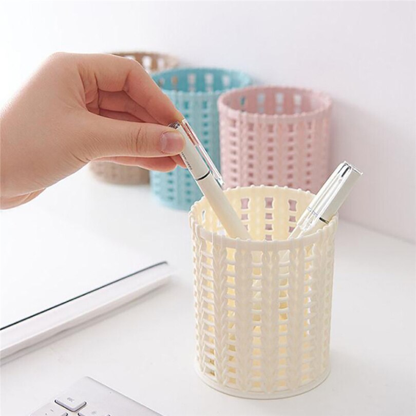 Penneholder plastik kompakt kurv til køkken badeværelse kontor skrivebord organizer penneholder penneholder med  jj20