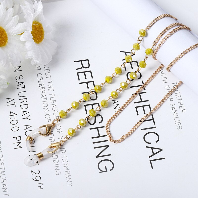 Cadena con abalorios de perlas a la para mascarilla para mujer y niña, cadenas para gafas, correas y cordones para el cuello, cuerda para gafas de lectura, soporte con cordón