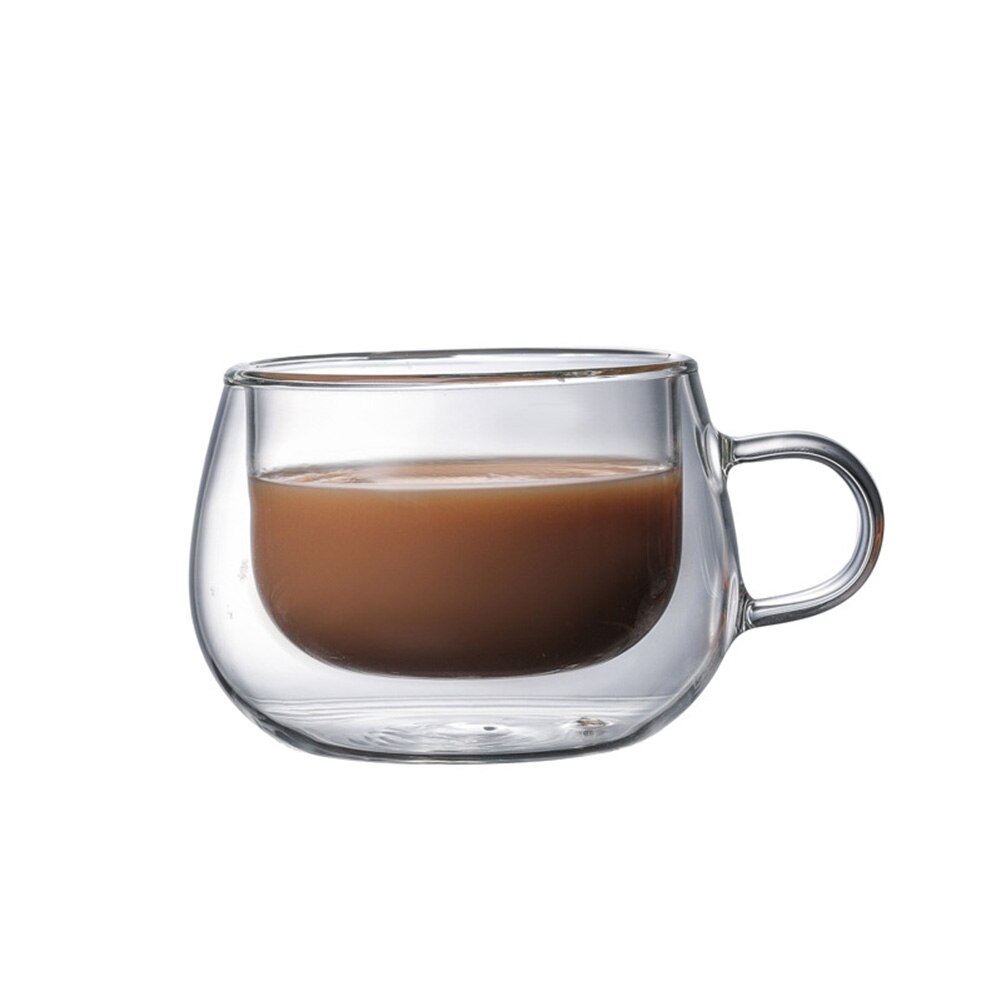 150ml dobbeltvægs termisk glaskop varmebestandig te-kaffekrus med håndtag: Default Title