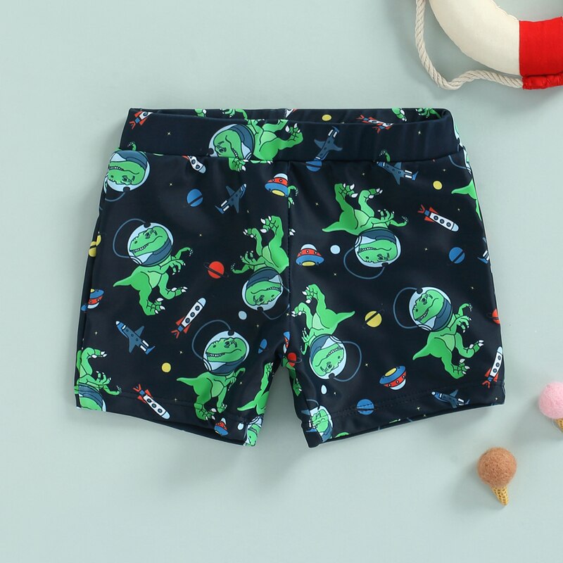 2022 Boy Swimwear Trunks, Children Elastic Waist Shark Dinosaur Pattern Printed Beach Wear Shorts Briefs