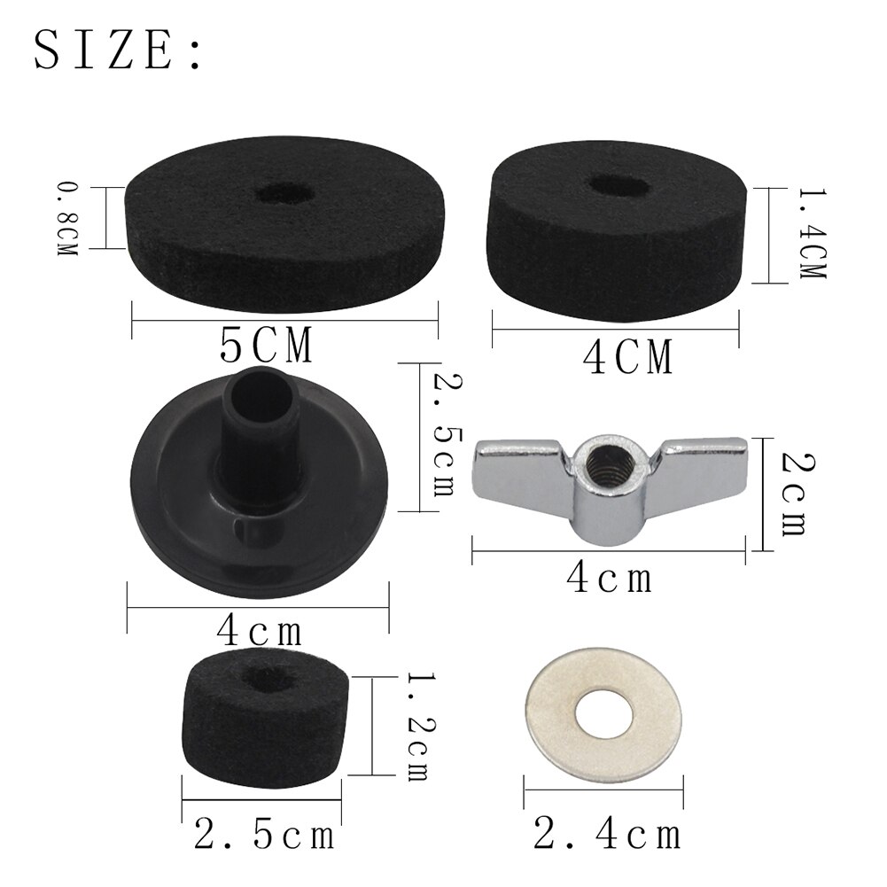 18 stuks drum cimbaal wol pad knop schroef ring mouw muzikale bescherming en vaste cimbalen percussie-instrument accessoires