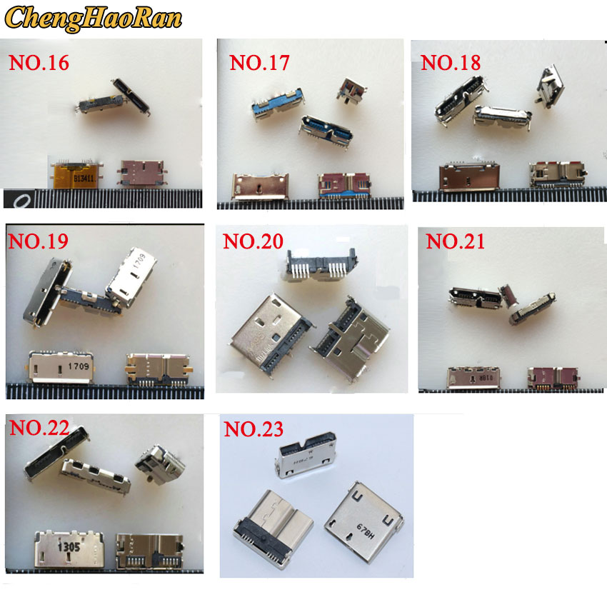 Chenghaoran 2 kpl micro usb 3.0 jack 10 pin naaras pistoke tail latausportti mobiili kovalevy liitäntä mikroliitin