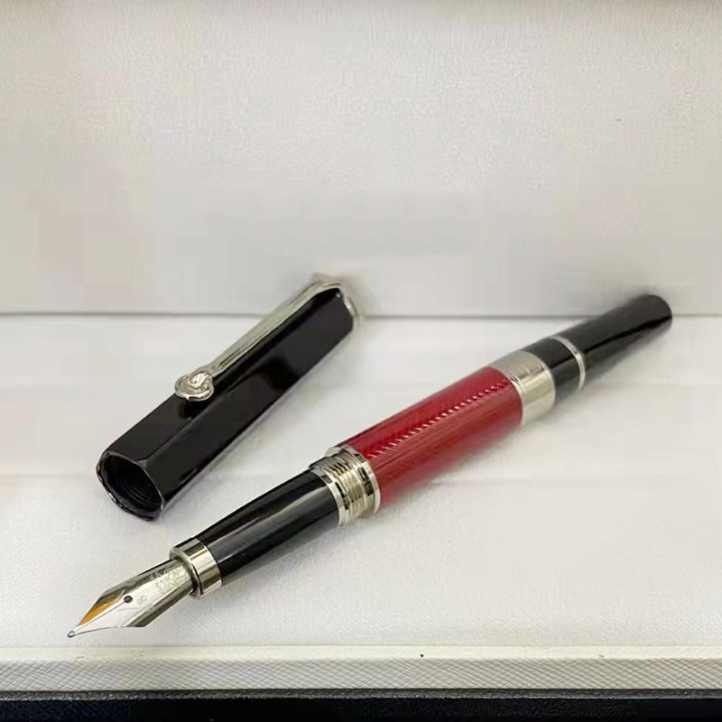 Pluma estilográfica de lujo para hombre y mujer, pluma de tinta de lujo MB, gran escritor, William Monte, metal, romero, blanc, sin caja, novedad de 2022: Red-silver
