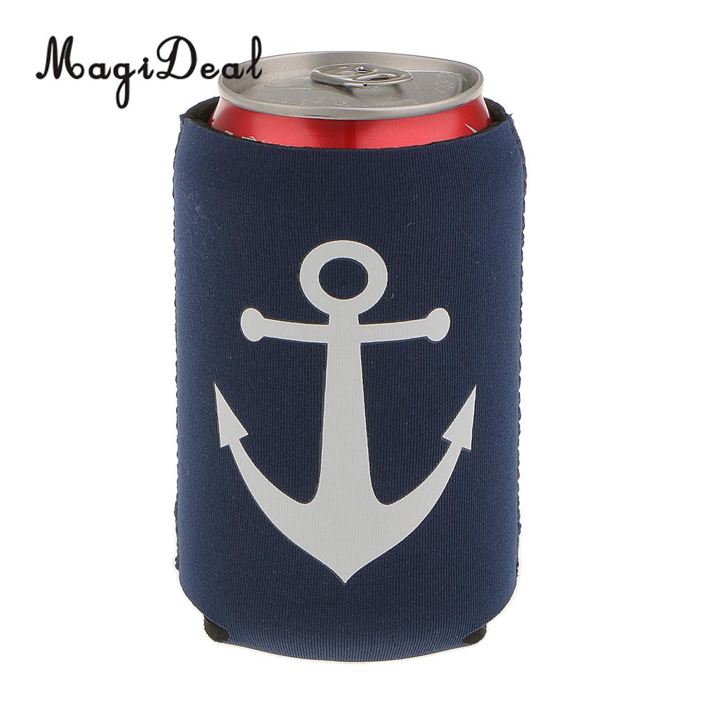 MagiDeal 2Pcs Neoprene Nautical Anchor Soda Beer Bottle Tin Can Cooler Chilling Sleeve Holder for Theme Party Novelty Toy