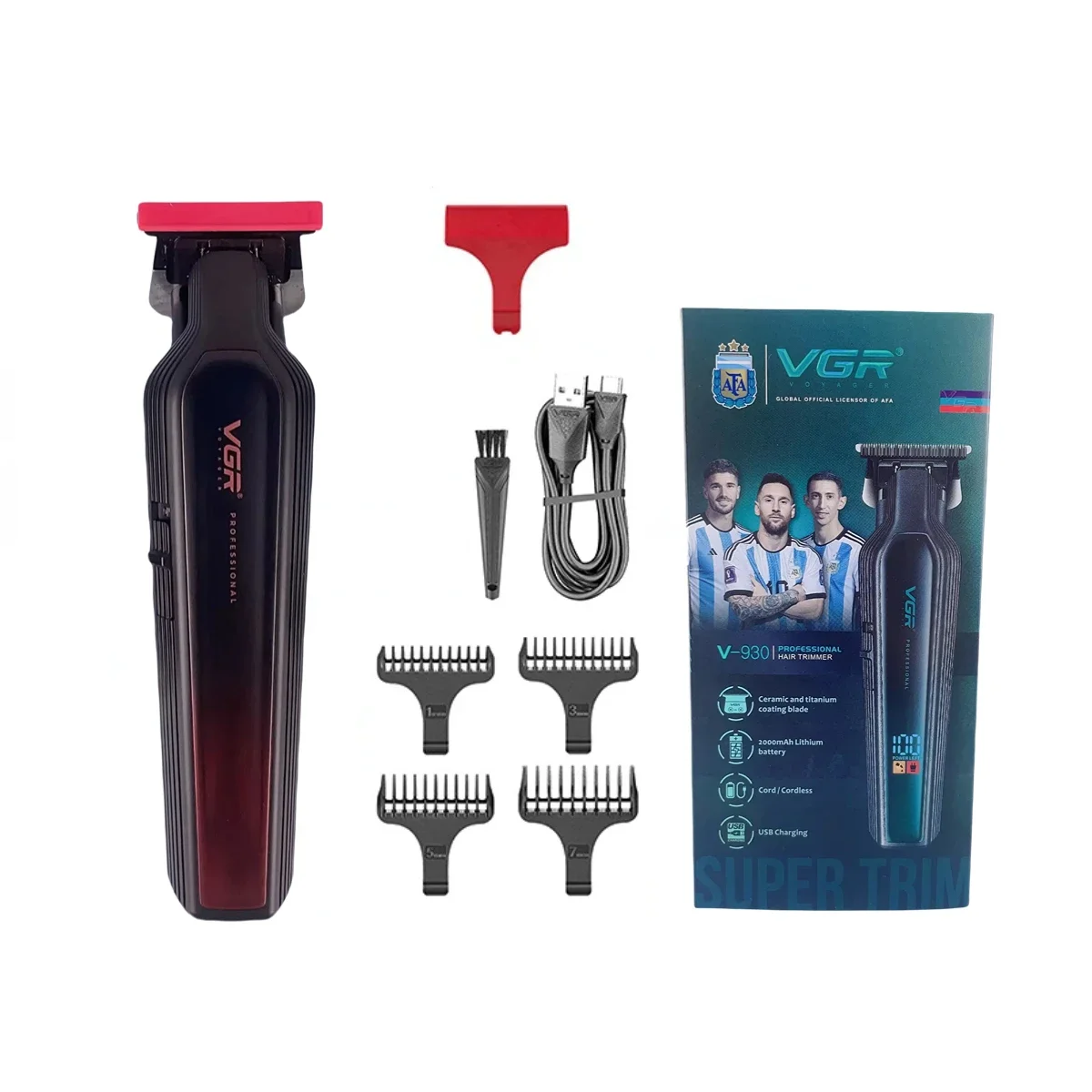 VGR Cortadora maquina de cortar cabello de pelo Cortadora Recargable Máquina cortadora de pelo de corte de pelo maquina cortar pelo Sin cable Barbero Pantalla digital Cortadora de pelo para hombres V-930: Verde