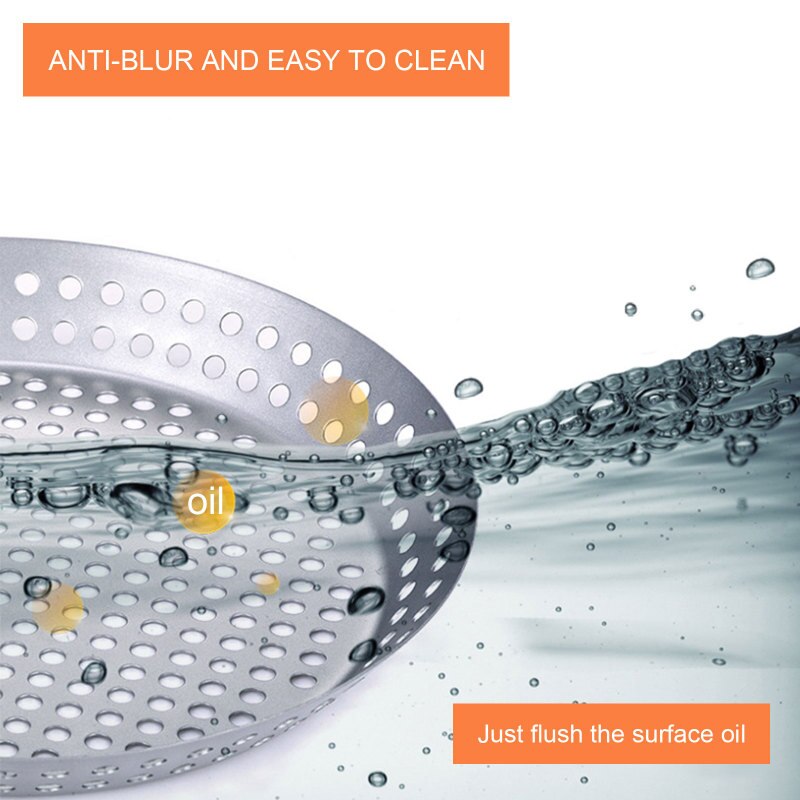 Bakeware Grill Pan Stainless Steel Grill Tray Round Grill Basket With Large Holes Grill Tray Plate For BBQ Grill