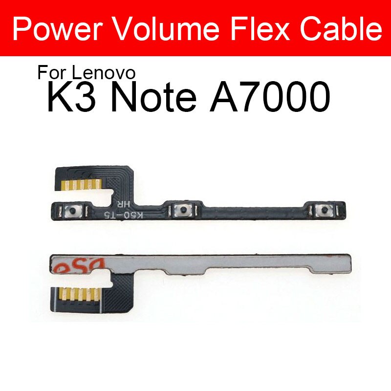 Tasto Laterale Del volume di potere del Cavo Della Flessione per Lenovo Vibe K3 K4 K5 Nota Più A6000 A7000 A7010 A6020a/Limone x3 K51c78 Parti di Riparazione: K3 Note A7000