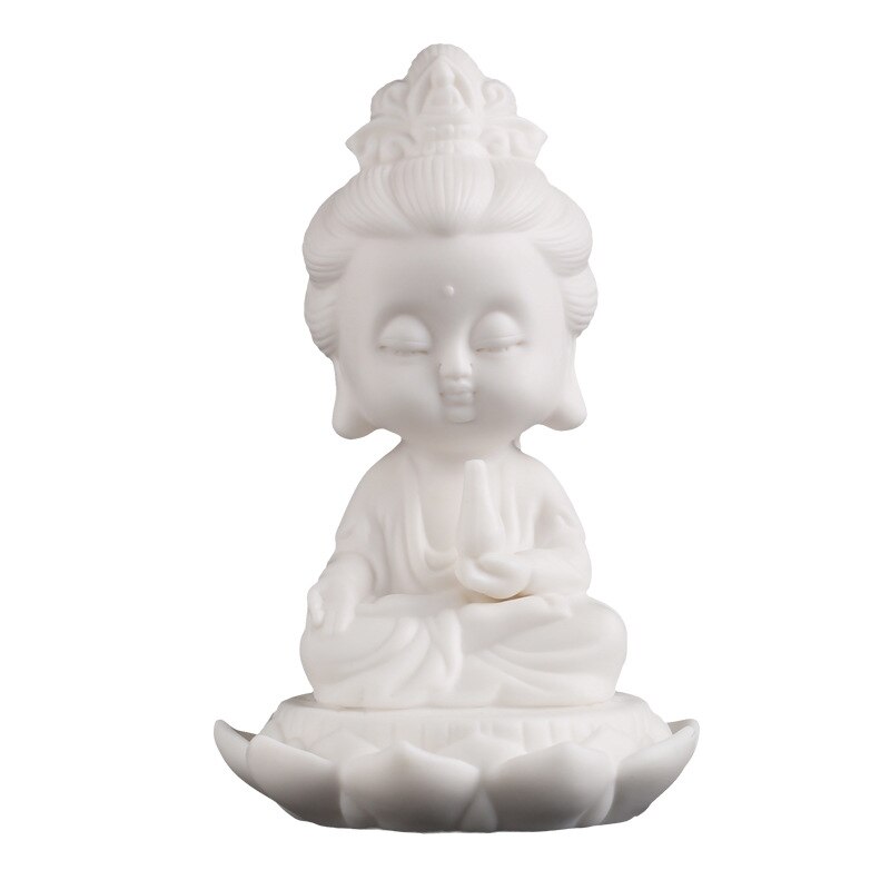 Keraamiset käsityöt valkoinen posliini buddha patsas guanyin kodin sisustuskoristeet auton koristeet turvaavat pahuutta
