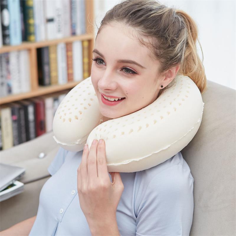 Natuurlijke Latex Reizen Nek Kussen Voor Vliegtuig U-Vormige Kussen Orthopedisch Kussen Kussens Oreiller Almohada Cervicale Poduszkap