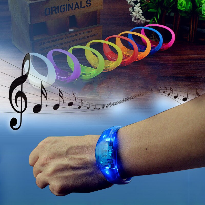 Newly Unisex Sound Controlled LED Light Up Bracelet Activated Glow Flash Silicone Bangle For Festival Party FIF66