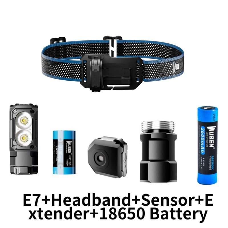 Wuben  e7 genopladelig letvægts pandelampe og lommelygte 1800 lumen